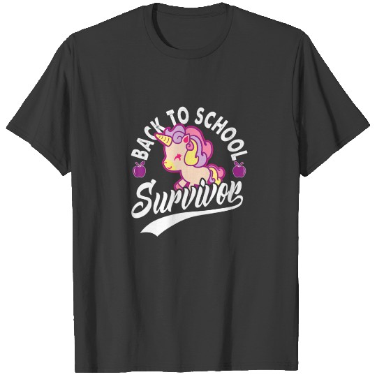 Cute Unicorn Back To School Survivor Class Apple T-shirt