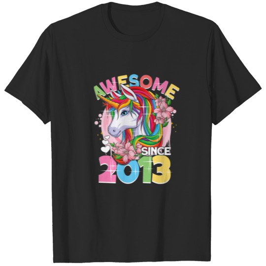 Discover Awesome Since 2013 9Th Birthday Girl 9 Years Unico T-shirt