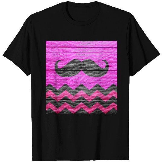 Mustache Chevron Modern Wood T-shirt
