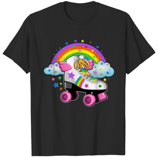Roller Skate, rainbow, stars print for girls, T-shirt