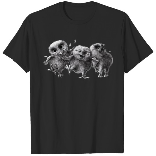 Discover Three Happy Crazy Owls T-shirt