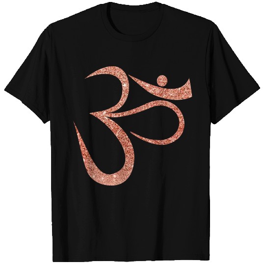 Om Symbol Rose Gold Glitter Trendy Modern T-shirt