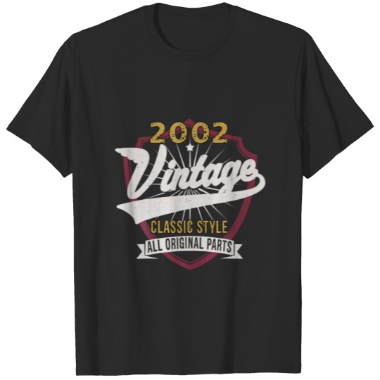 Discover Turning 20 Birthday Decorations Men 20Th Bday 2002 T-shirt