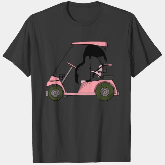Funny Golf Theme Golf Cart Flamingo Golf Caddy T-shirt