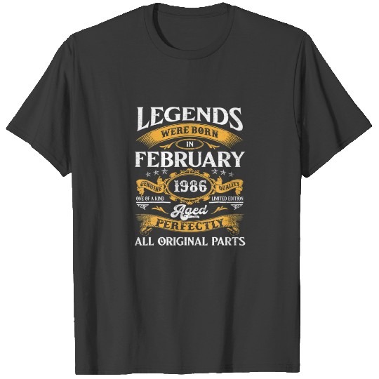 Discover Vintage Born In February 1986 Legend 36 Years Old T-shirt
