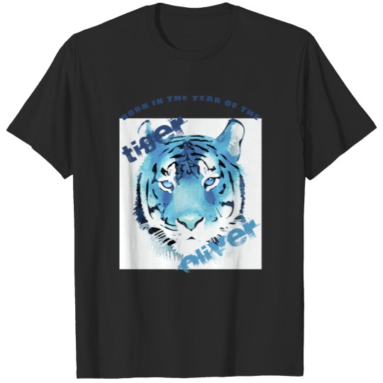 Discover Born in year of Tiger Blue Watercolor 2022 T-shirt