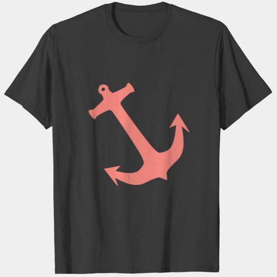 Coral Pink Anchor Nautical T-shirt