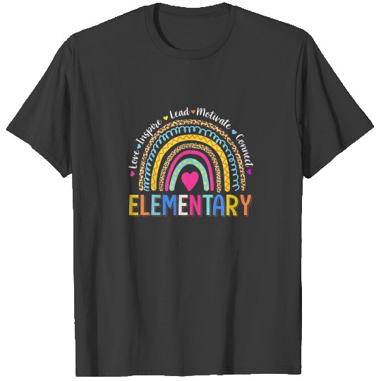 Leopard Rainbow Elementary Teacher Back To School T-shirt