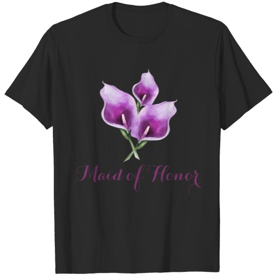 Discover Maid of Honor Floral Purple Calla Lily T-shirt