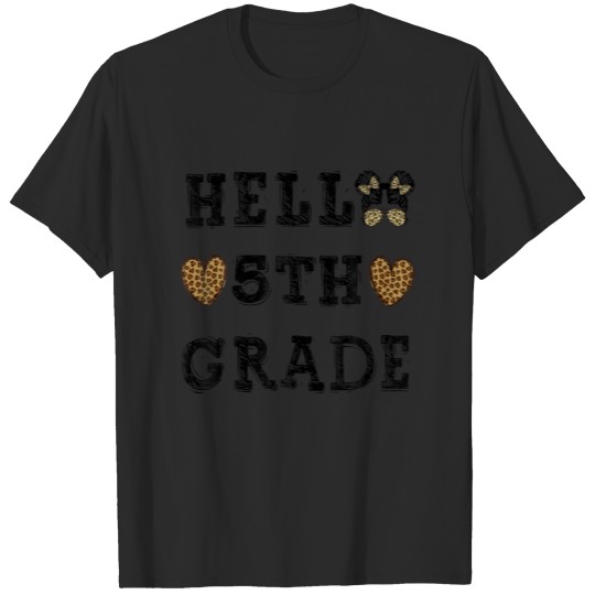 Discover Hello Fifth Grade Back To School 1St Day Leopard T T-shirt