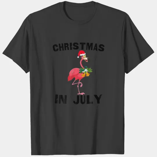 Flamingo Christmas In July For Men Women Pink Flam T-shirt