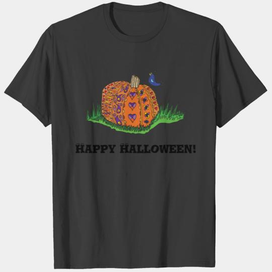 Adult Halloween Pumpkin 3/4 Sleeve Raglan T-shirt