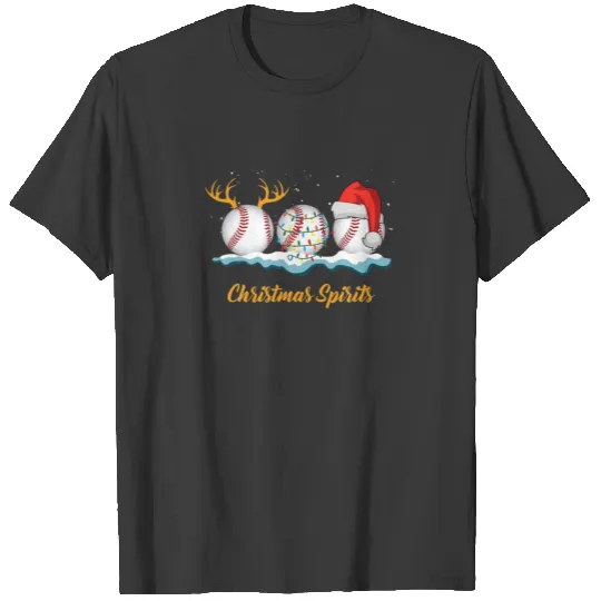 Christmas Baseball Ball Santa Hat Xmas Boys Christ T-shirt