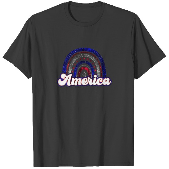 Discover America Rainbow USA Flag 4Th Of July Patriotic Gir T-shirt