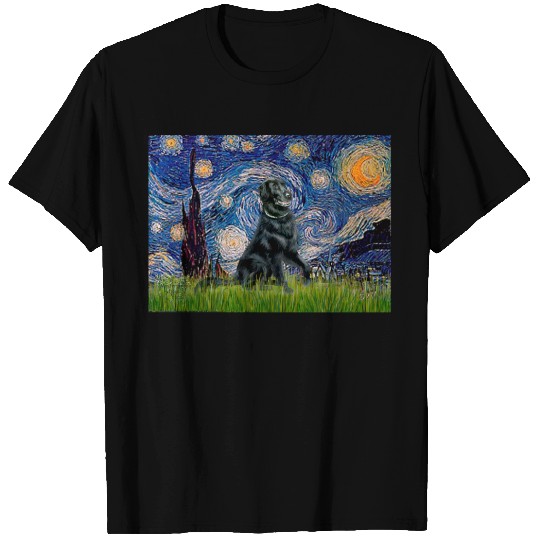 Starry Night - Flat Coated Retriever 2 T-shirt