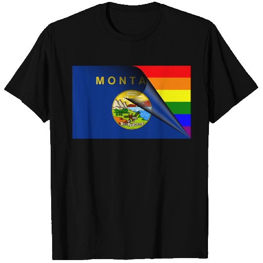 Montana Flag Gay Pride Rainbow T-shirt