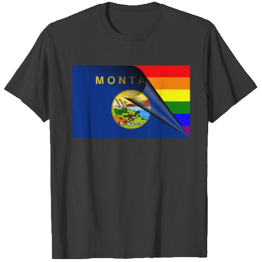 Montana Flag Gay Pride Rainbow T-shirt