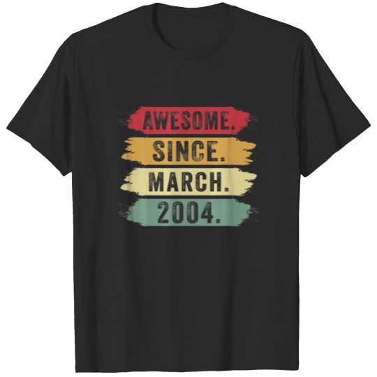 Discover Awesome Since March 2004 18Th Birthday Retro Vinta T-shirt