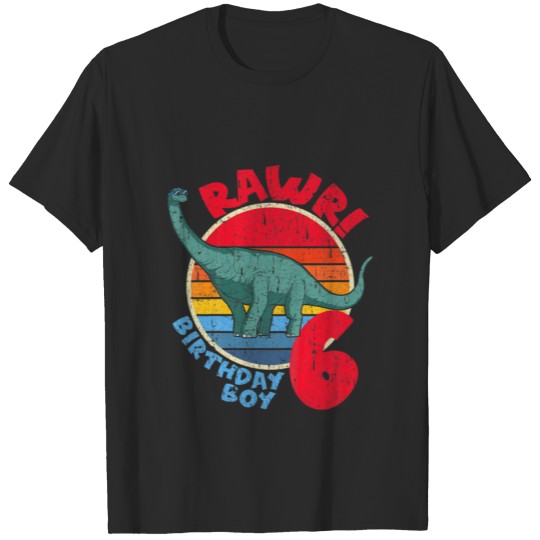 Discover Kids Boy 6Th Birthday I Rawr! Brachiosaurus I Fami T-shirt