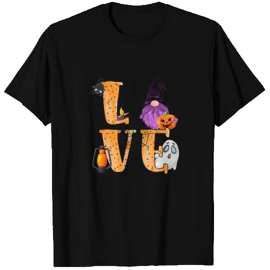 Love Gnome Halloween Black Cat And Spider T-shirt