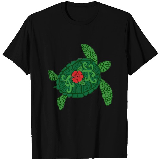 Detailed Honu w Hibiscus T-shirt