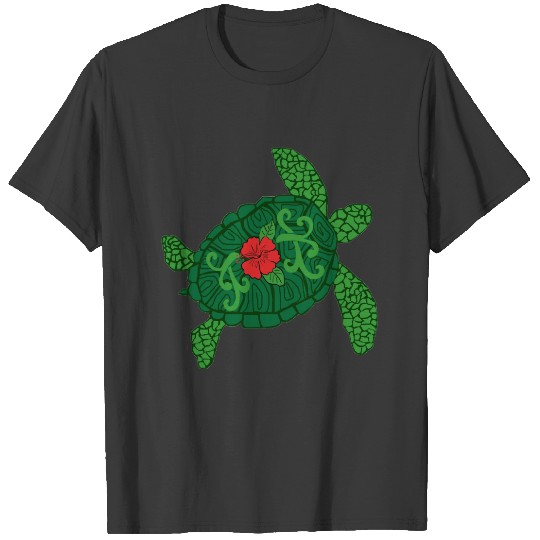 Detailed Honu w Hibiscus T-shirt