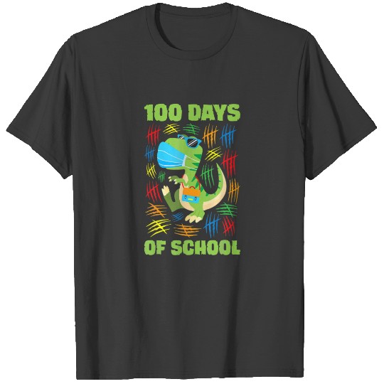 Rex Face Mask Funny 100 Days Of School T-shirt