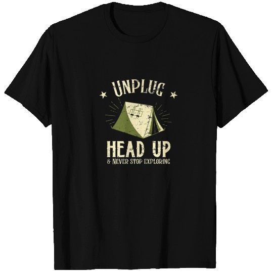 Unplug Start Exploring Outdoors Camping Funny Hike T-shirt