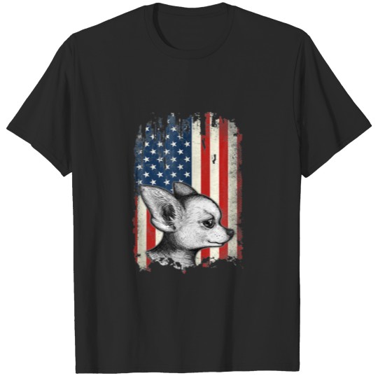 Chihuahua American Flag Patriotic 4Th Of July USA T-shirt