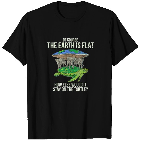Flat Earth Society Turtle Elephants Men Women Gift T-shirt