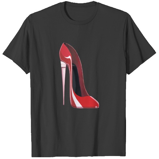 Champagne heel red stiletto shoe art T-shirt