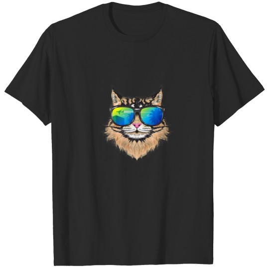 Sunglasses Maine Coon Cat Lovers Holiday Cat T-shirt