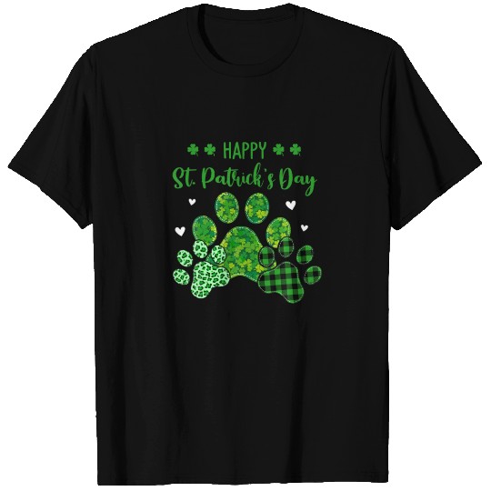 Dog Paws Leopard Print St Patricks Day Dog Owners T-shirt