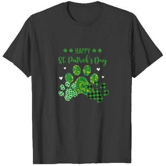 Dog Paws Leopard Print St Patricks Day Dog Owners T-shirt