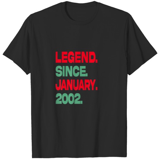 Discover 20Th Birthday Gift 20 Year Old Legend Since Januar T-shirt