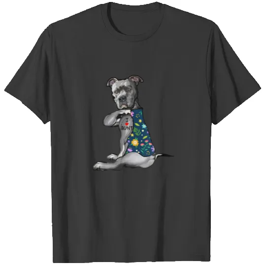 Pitbull Tattoo I Love Aunt Flower Mothers Day T-shirt