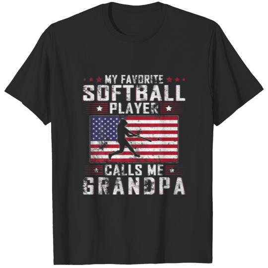 Discover Mens My Favorite Softball Player Calls Me Grandpa T-shirt