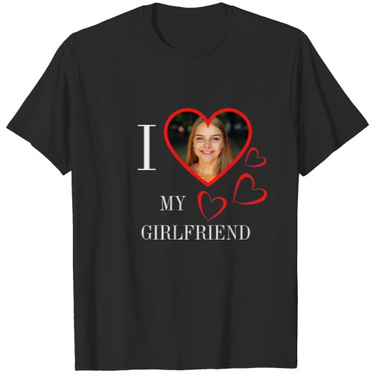 Discover I Love My Girlfriend Custom Heart Photo Blue T-shirt