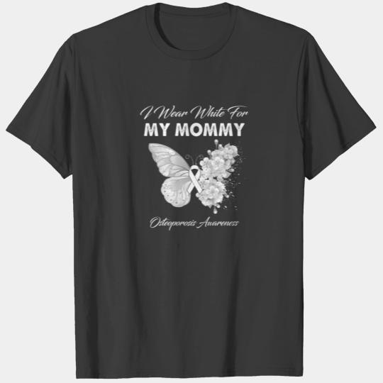 Butterfly I Wear White For My Mommy Osteoporosis A T-shirt