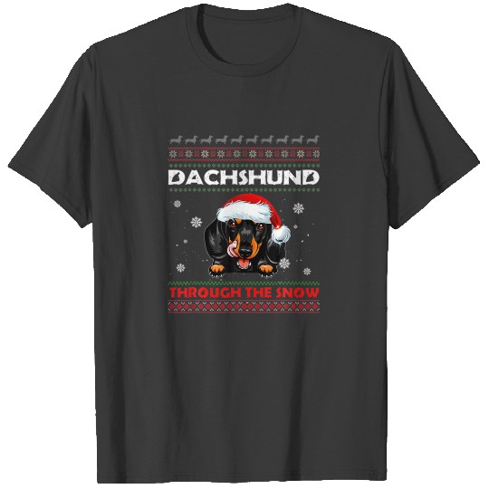 Merry-Christmas-Dachund-Through-The-Snow T-shirt