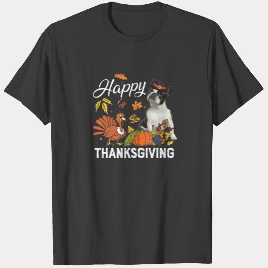 Happy Thanksgiving Cute Boston Terrier Turkey Pump T-shirt