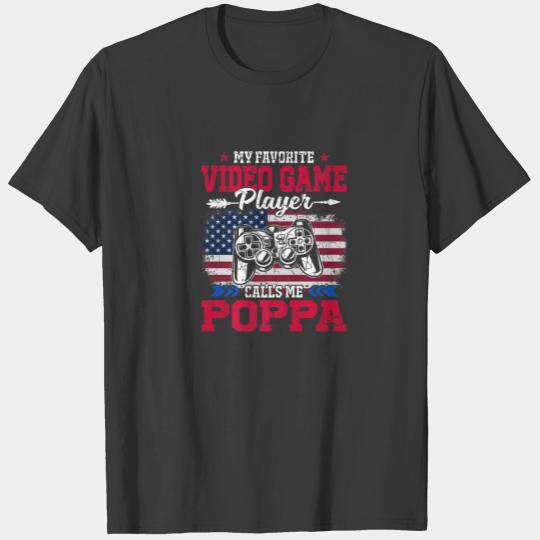 Retro USA Flag Video Game Player Calls Me Poppa 4T T-shirt