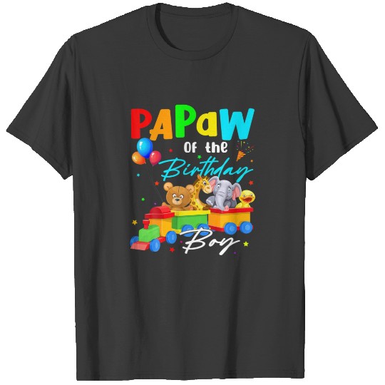 Papaw Of The Birthday Boys Train Family Safari Ani T-shirt