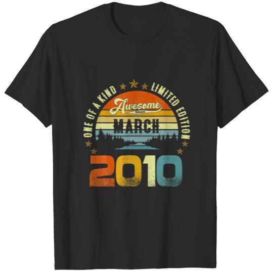 Discover Awesome Since March 2010 Vintage 12Th Birthday For T-shirt
