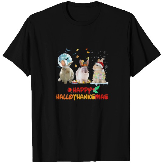 Rabbit Halloween Happy Hallothanksmas Rabbit Bunny T-shirt