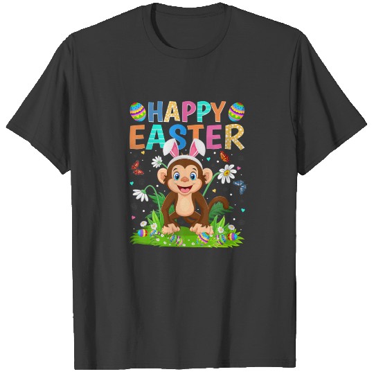 Happy Easter Bunny Egg Funny Monkey Easter Sunday T-shirt