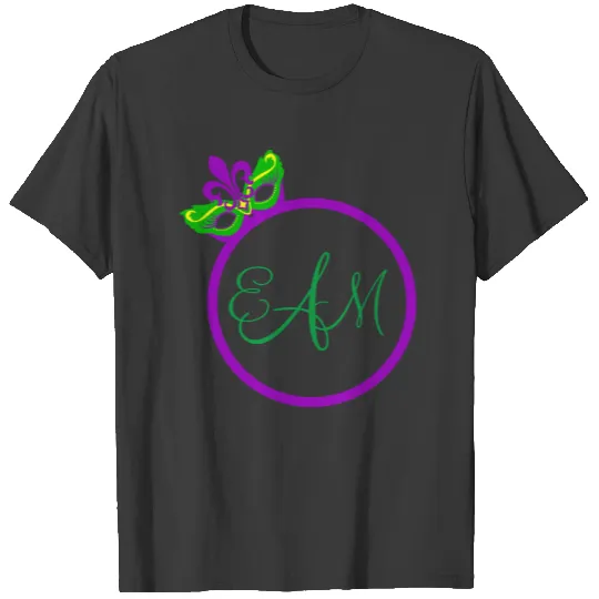 Mardi Gras Monogram 3/4 Sleeve Raglan T-shirt