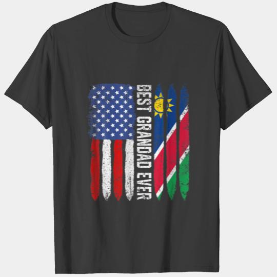 American Flag Namibia Flag Best Grandad Ever Famil T-shirt