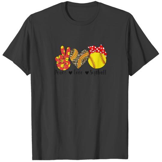 Peace Love Softball For Teen Girls Cute Leopard So T-shirt