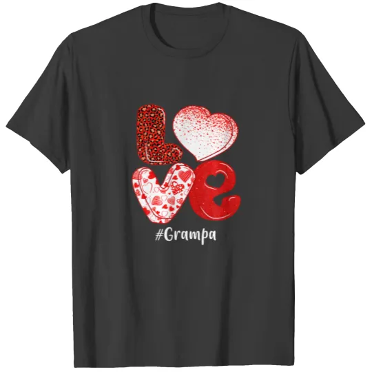 Hearts Love Grampa Leopard Funny Valentines Matchi T-shirt